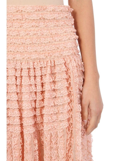 Shop Chloé Lace Ribbon Skirt In Rose-pink