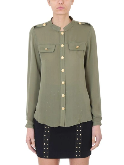 Shop Pierre Balmain Green Silk Shirt