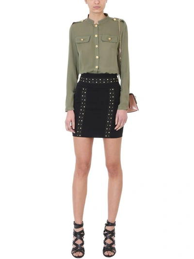 Shop Pierre Balmain Green Silk Shirt