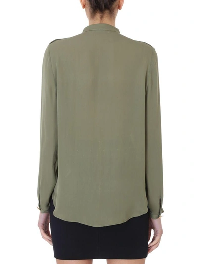 Shop Pierre Balmain Green Silk Shirt