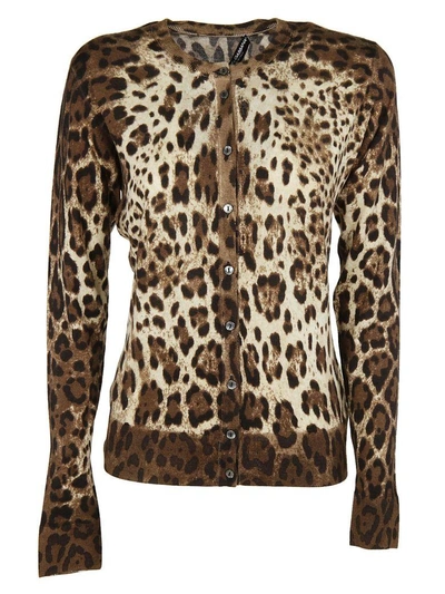 Shop Dolce & Gabbana Leopard Print Cardigan In Leopardato