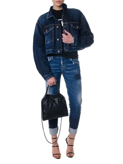 Shop Dsquared2 Be Cool Be Nice Cropped Denim Jacket