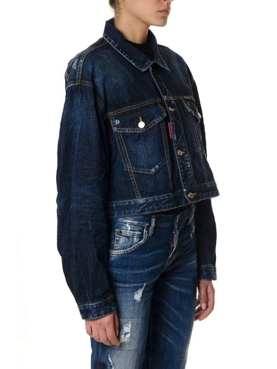 Shop Dsquared2 Be Cool Be Nice Cropped Denim Jacket