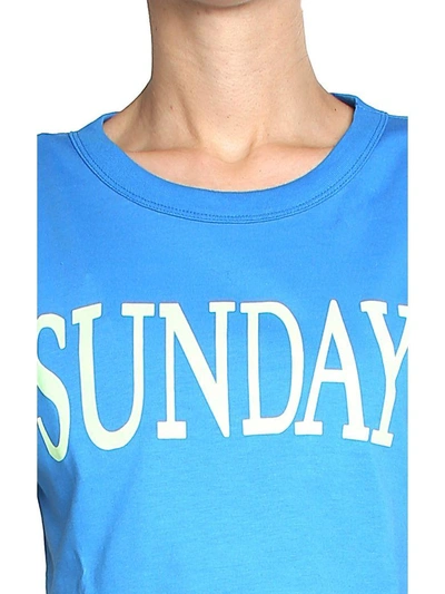 Shop Alberta Ferretti Sunday Cotton-jersey Cropped T-shirt In Azzurro