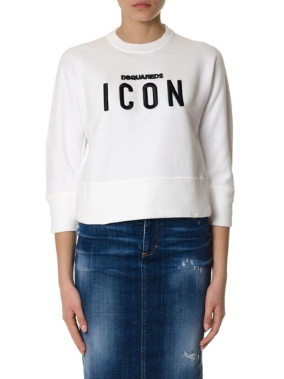 Shop Dsquared2 White Icon Sweatshirt In Cotton