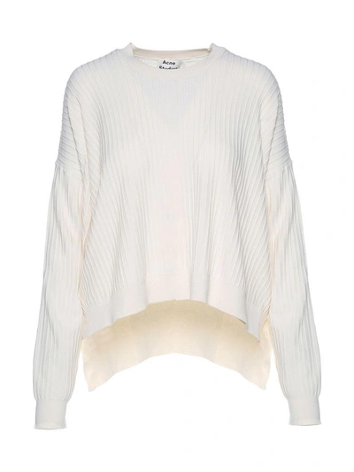 Shop Acne Studios Issy Rib Cotton-blend Sweater In Bianco