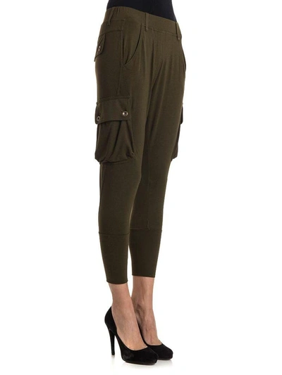 Shop Plein Sud Jeanius Viscose Blend Trousers In Military Green