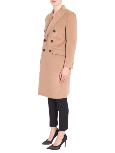 Shop Dsquared2 Double Breasted Coat In Beige