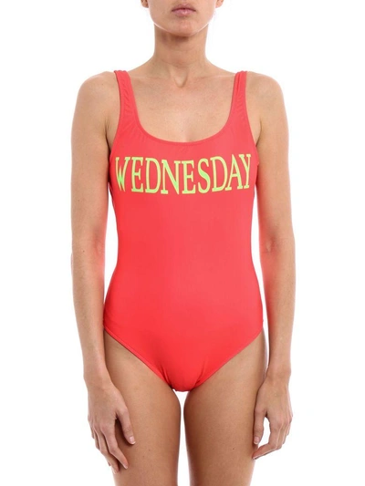 Shop Alberta Ferretti Rainbow Week Swimsuit In Red