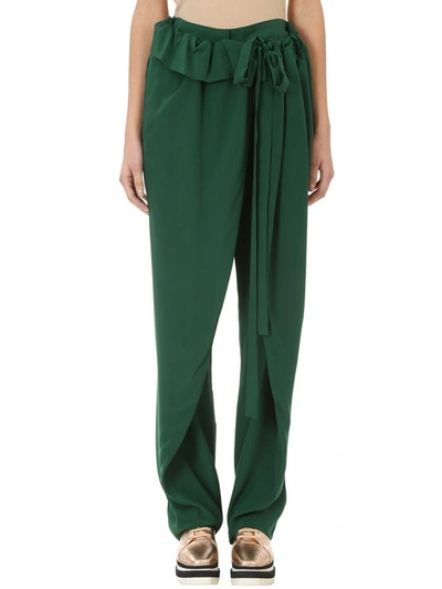 Shop Stella Mccartney High-waisted Wrap Trousers In Green