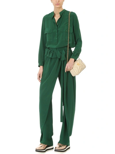 Shop Stella Mccartney High-waisted Wrap Trousers In Green