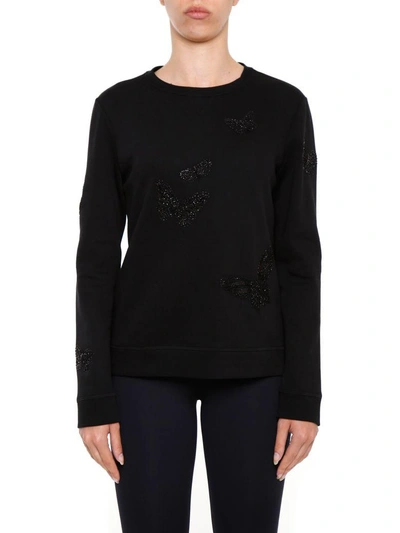 Shop Valentino Embroidered Sweatshirt In Nero/antracite Melange|nero