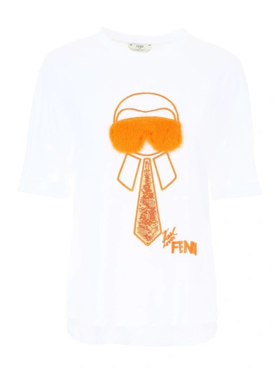 Shop Fendi Karlito T-shirt In White+happiness|bianco