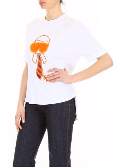 Shop Fendi Karlito T-shirt In White+happiness|bianco