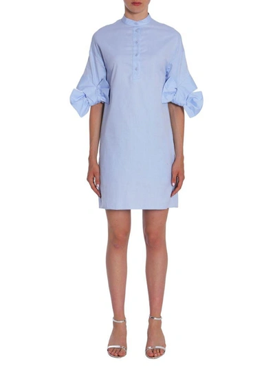 Shop Victoria Victoria Beckham Cotton Oxford Dress In Blu