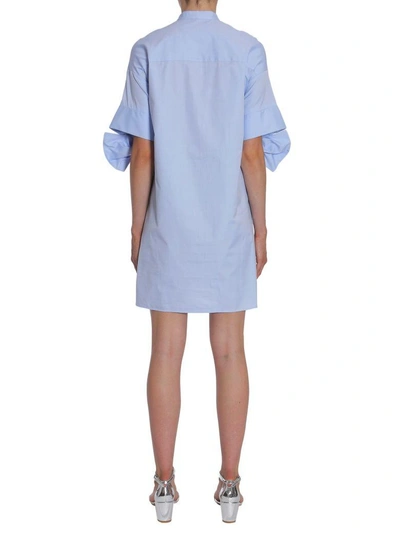 Shop Victoria Victoria Beckham Cotton Oxford Dress In Blu