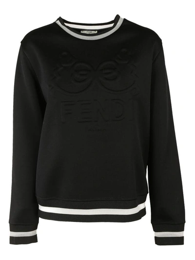 Shop Fendi Embossed Logo Sweatshirt In Nero