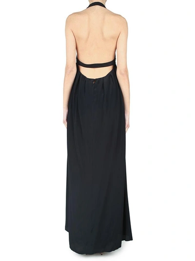 Shop Paco Rabanne Poplin-cotton And Crepe Long Dress In Nero
