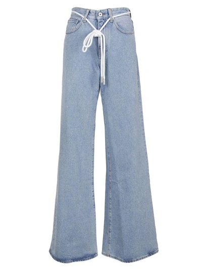 Shop Off-white Flared Drawstring Jeans In Vintage Wa