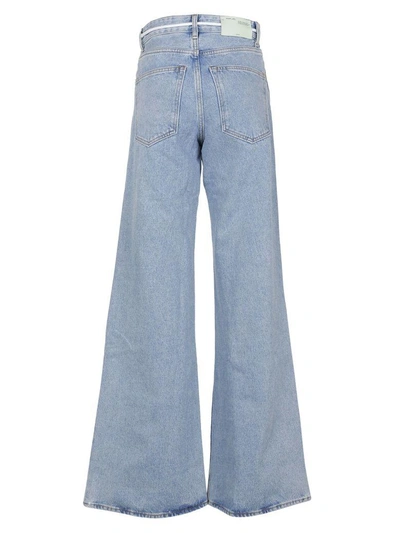 Shop Off-white Flared Drawstring Jeans In Vintage Wa