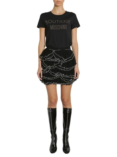 Shop Boutique Moschino Ruffled Skirt In Nero