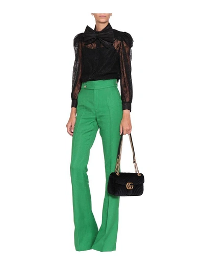 Shop Gucci Chantilly Lace Shirt In Nero