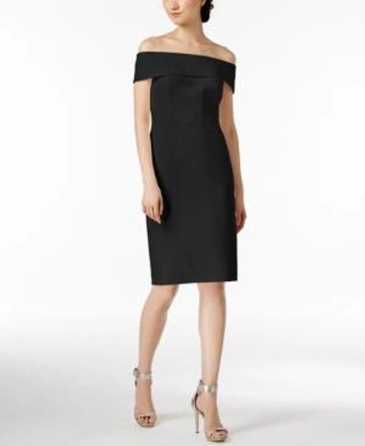 Shop Calvin Klein Off-the-shoulder Scuba Crepe Dress In Black