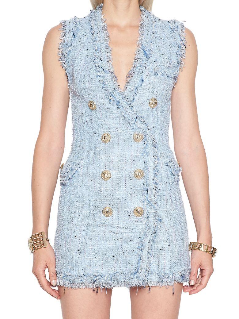 light blue tweed dress