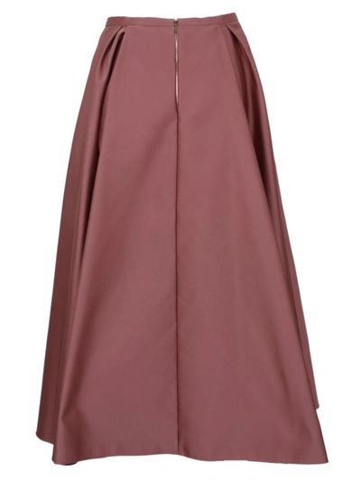 Shop Rochas Satin Pleated Skirt In Pink
