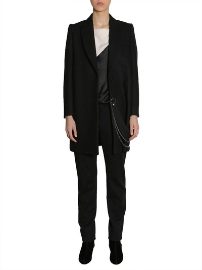 Shop Lanvin Classic Coat With Chain In Nero