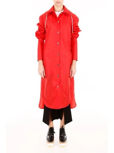 Shop Marni Hooded Rain Coat In Lacquerrosso