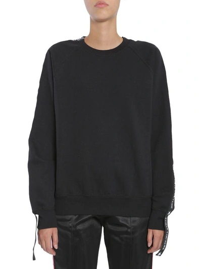 Shop Forte Couture Sweatshirt With Side Logo Band In Nero