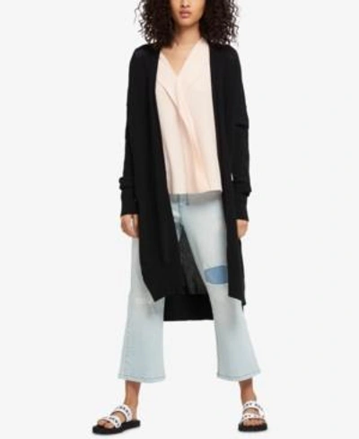Shop Dkny Long Open-front Cardigan, Created For Macy's In Black
