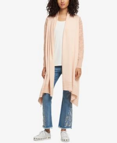 Shop Dkny Long Waterfall Cardigan, Created For Macy's In Blush