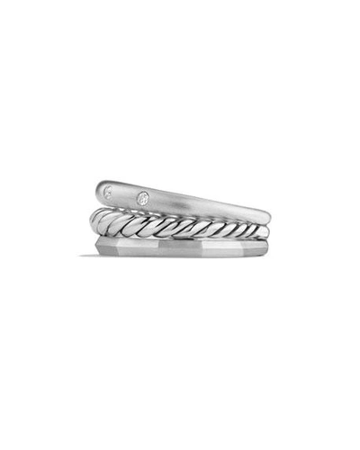 Shop David Yurman 9mm Stax Narrow Ring With Diamonds In Silver