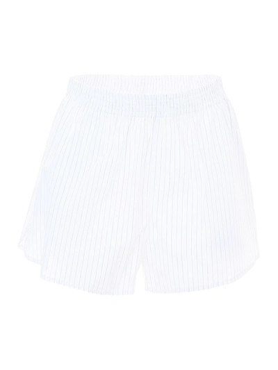 Shop Mm6 Maison Margiela Striped Shorts In White Black Stripe (white)