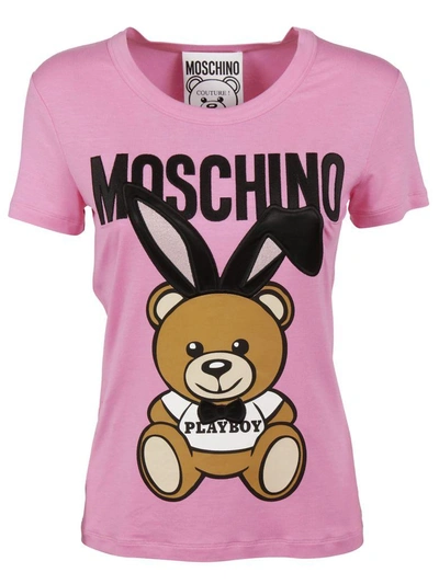 Shop Moschino Bear T-shirt In Vrosa