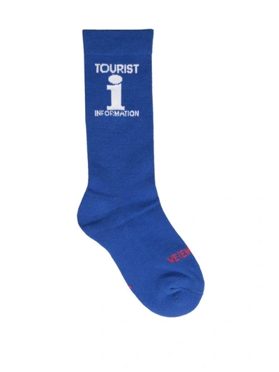 Shop Vetements Tourist Cotton Socks In Blu