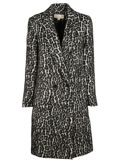 Shop Michael Kors Leopard Jacquard Coat In Black