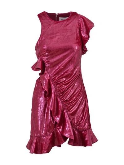 Shop Self-portrait Fuchsia Mini Frill Dress In Fuxia