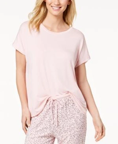 Shop Dkny Cross-back Short Sleeve Pajama Top In Blush