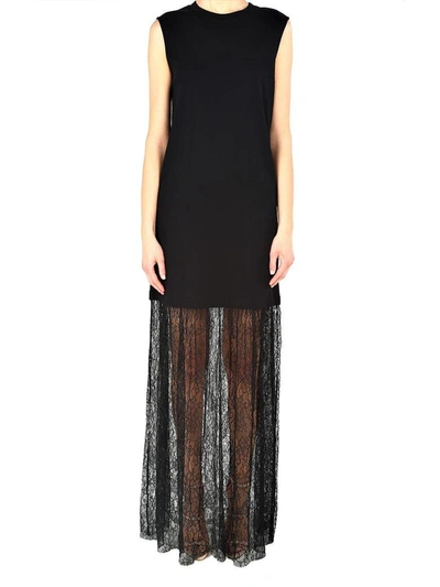 Shop Mcq By Alexander Mcqueen Lace And Cotton-jersey Long Dress In Nero