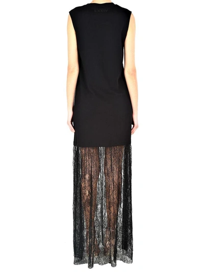 Shop Mcq By Alexander Mcqueen Lace And Cotton-jersey Long Dress In Nero