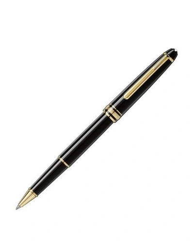 Montblanc Meisterstuck Gold-plated Black Resin Classique Rollerball Pen In Gold