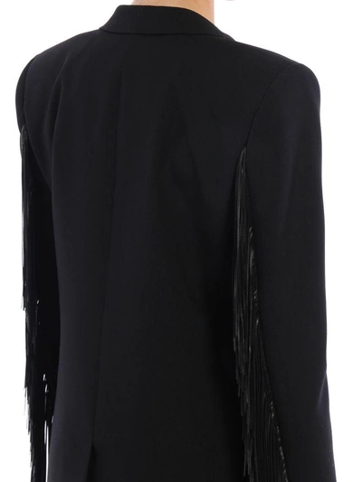 Shop Saint Laurent Fringed Blazer In Black