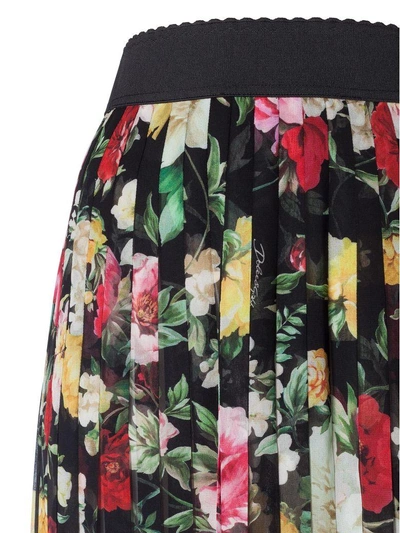Shop Dolce & Gabbana Printed Floral Skirt In Black