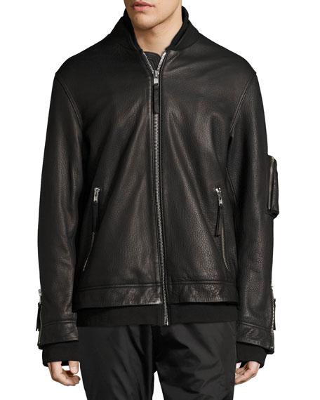 Public School Rudyard Leather Bomber Jacket, Black | ModeSens