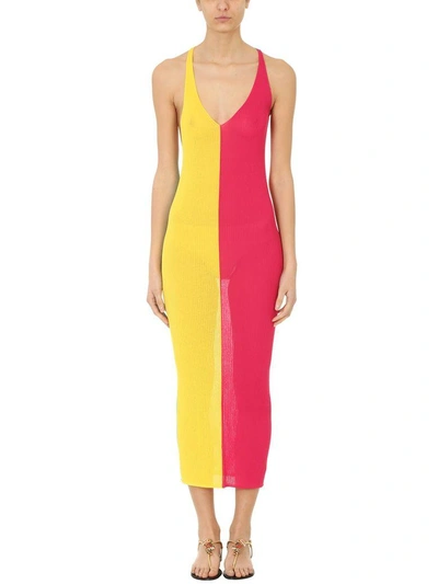 Shop Diane Von Furstenberg Cross Back Knit Dress In Fuxia