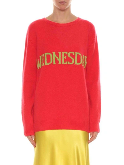 Shop Alberta Ferretti Sweater Rainbow Week In Rosso