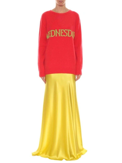 Shop Alberta Ferretti Sweater Rainbow Week In Rosso